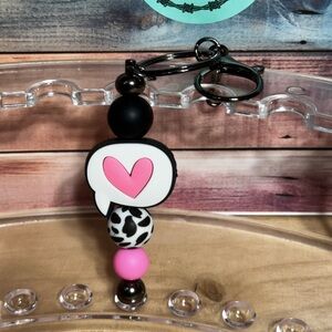 Black and Pink Heart Key & Card Holder Accessory